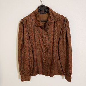 Marshall Field's Brown Vintage Silk Blouse